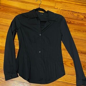 Theory Black Long-Sleeve Button-Down Shirt